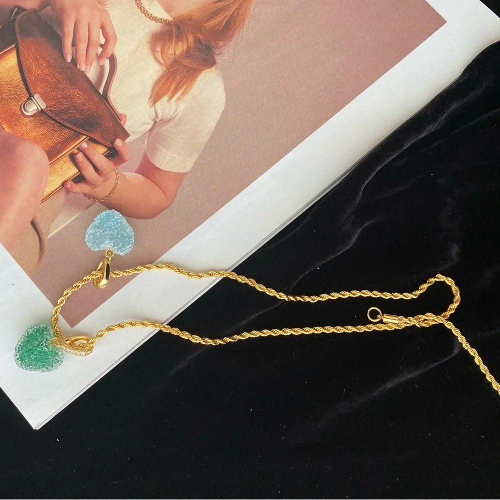 Crystal Haze Jelly Heart Pendant -Pave Connector- Cactus - bestseller - Picture 3 of 3